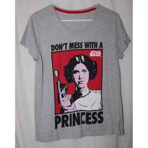 Star Wars Princess Leia Size Large Grey Character.Com Womens T-Shirt